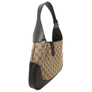 Gucci Web Stripe Brown Bag Jackie Shoulder Leather